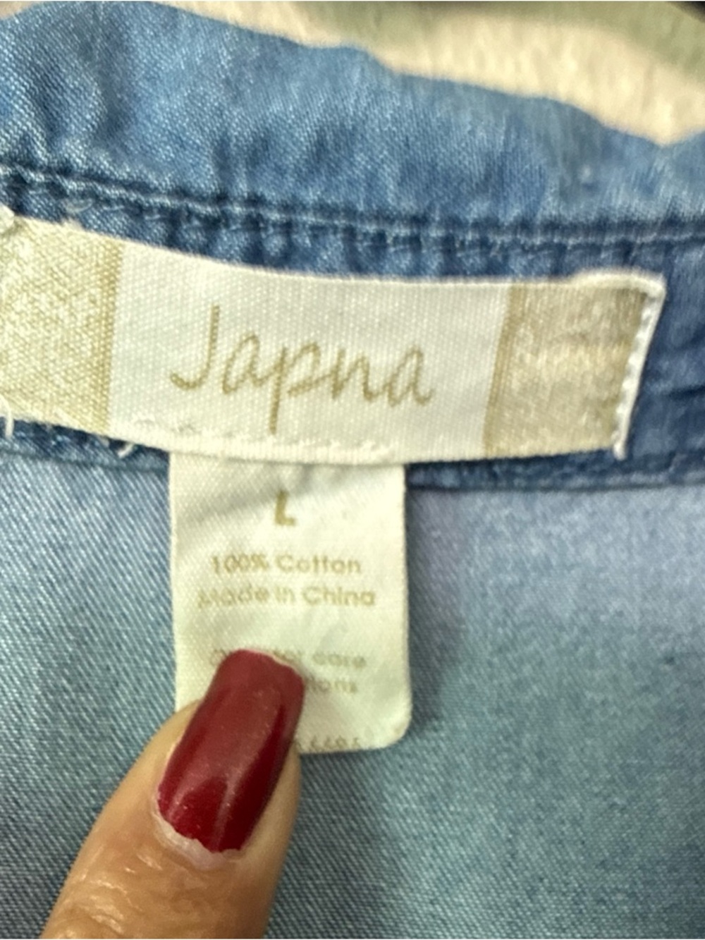 #818 Japna Chanbury Long Sleeve Snap front Shirt Size Large - Picture 6 of 8